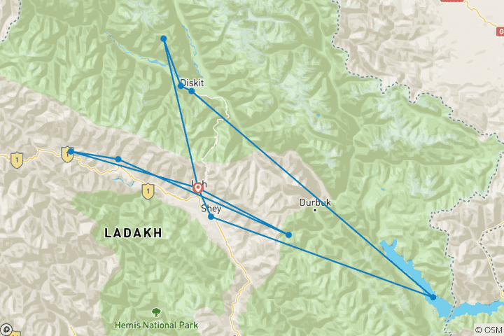 Map of Leh & Ladakh Tour