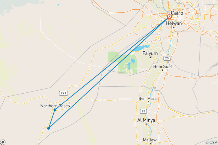 Kaart van Privé-tocht door de Witte Woestijn & Bahariya Oase - vanuit Caïro - 3 dagen