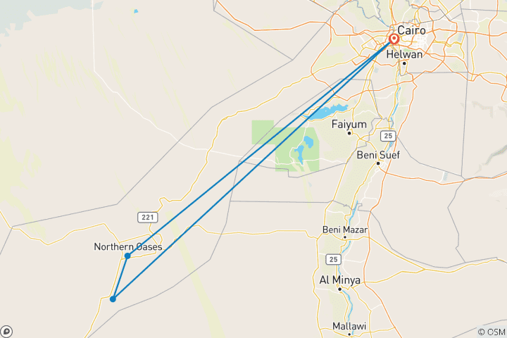 Map of From Cairo 4 Days White Desert and Bahariya Oasis