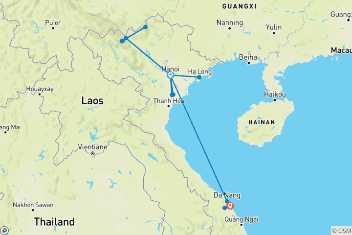 Carte du circuit Voyage au Vietnam : Découverte de Hanoi, Sapa, la baie d'Halong, Hoi An 14 jours