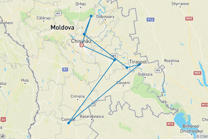 Map of Wine Festival Tour in Moldova