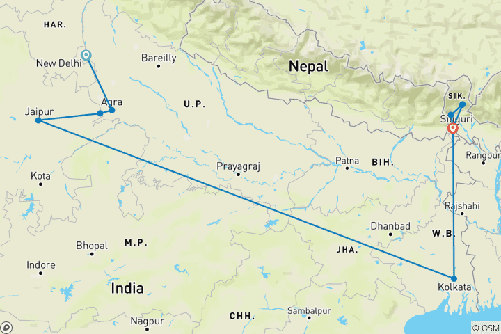 Carte du circuit Circuit dans le Nord- Est avec le Triangle d'Or