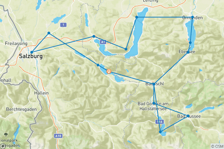 Carte du circuit Vacances à vélo dans les 6 lacs de Salzbourg