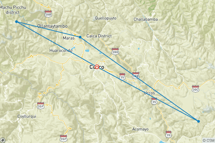 Map of Discovering The Andes Of Peru  Cusco/Rainbow Mountain/ Sacred Valley/Machu Picchu