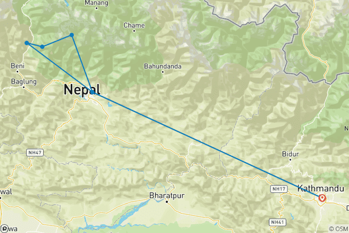 Mapa de Senderismo por la Cresta de Khopra y el lago Khayer