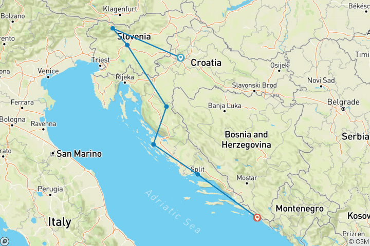 Carte du circuit Les joyaux de la Croatie et de la Slovénie 2024 - de Zagreb