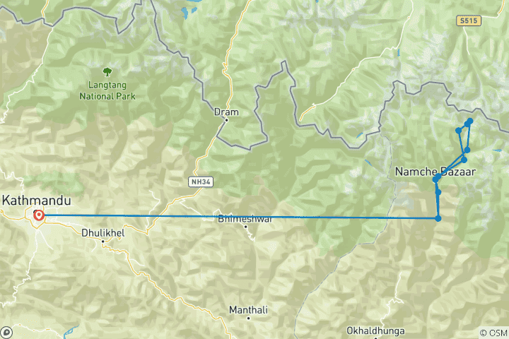 Map of Everest Base Camp Trek 12 Days