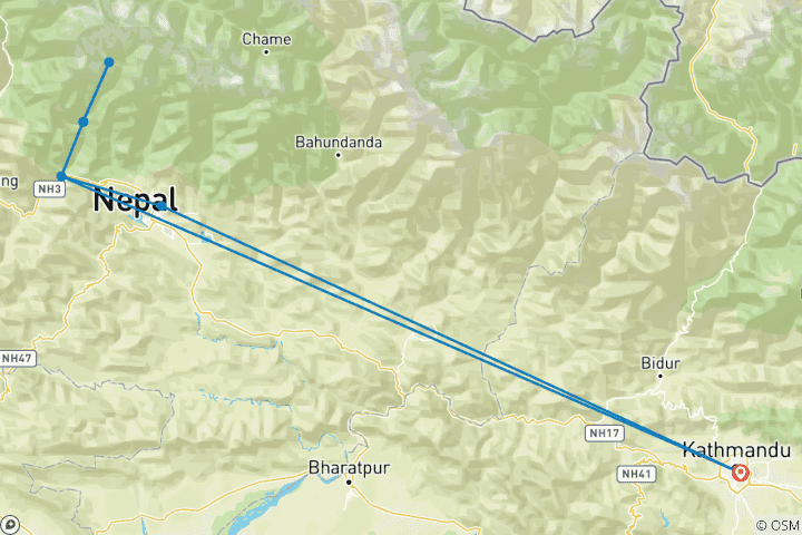 Map of Annapurna Base Camp Trek 10 Days