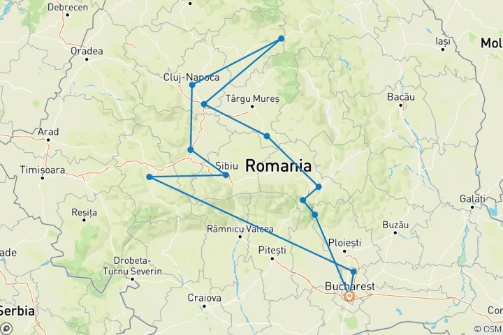 Map of Best of Romania, 2 special dinners and a show