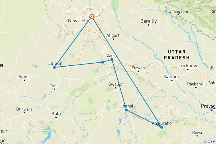 Mapa de Viaje erótico a la India