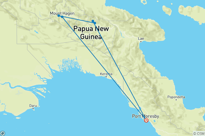 Map of Papua New Guinea Highlands Tribes Tour and Goroka Festival