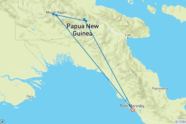 Carte du circuit Papouasie-Nouvelle-Guinée : visite des tribus des Hautes Terres et festival de Goroka