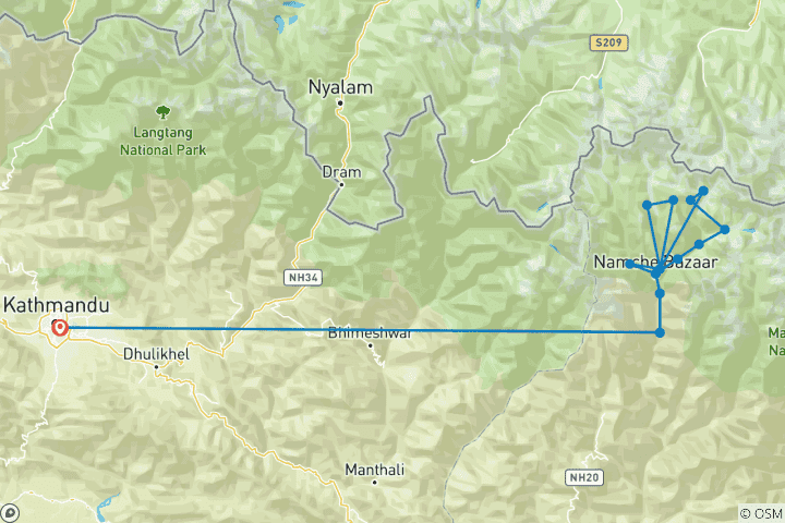 Map of Everest Three High Pass Trekking