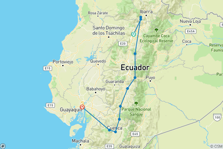 Carte du circuit Circuit classique de 8 jours en Équateur