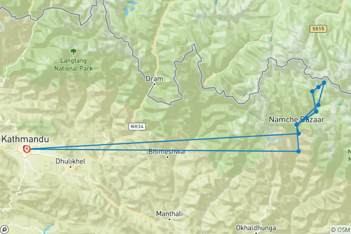 Map of Everest Base Camp Group Tour