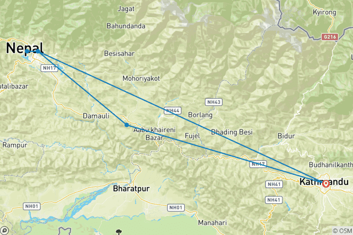 Carte du circuit Visite guidée privée à Bandipur et Pokhara