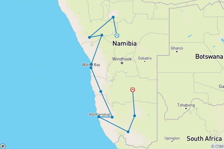 Map of All about Namibia-Self Drive