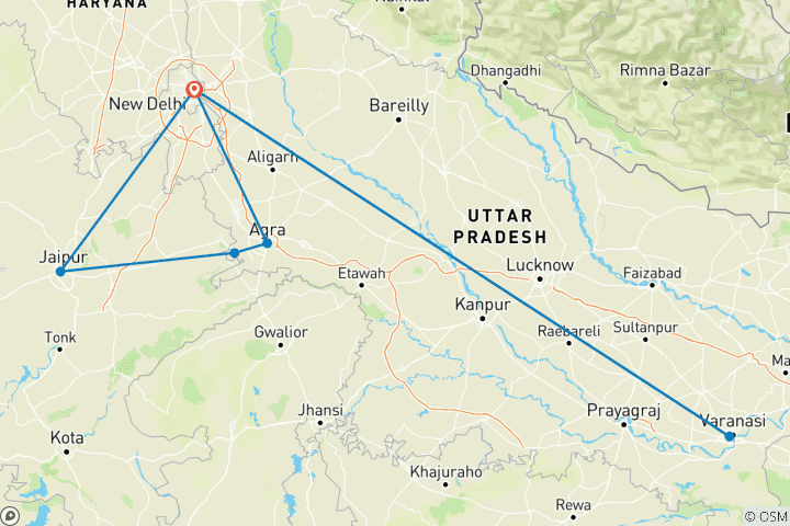 Carte du circuit Escapade indienne