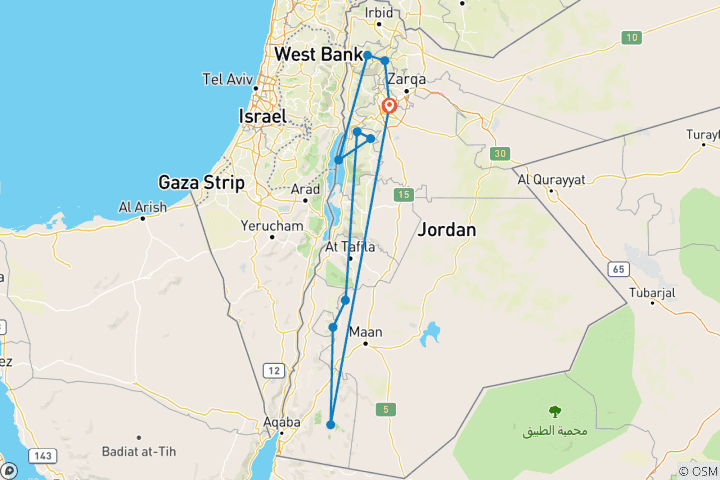 Carte du circuit Le meilleur de la Jordanie