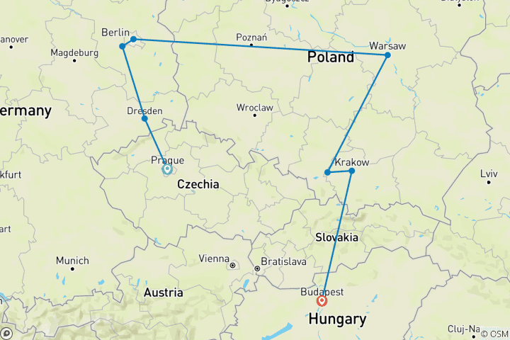 Carte du circuit Escapade en Europe de l'Est