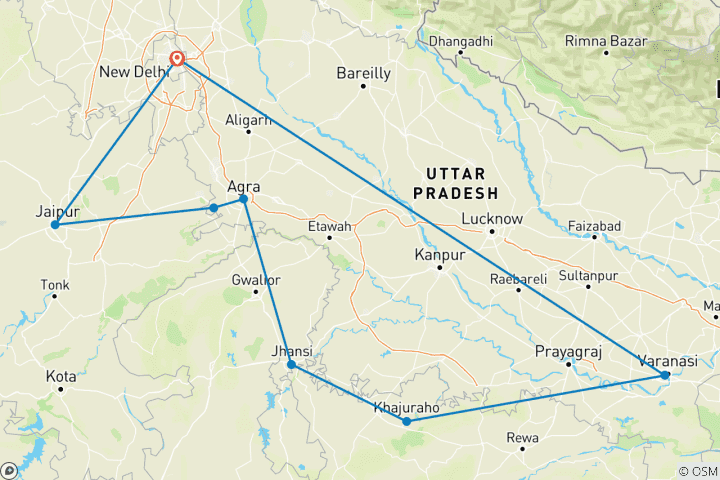 Map of India Small Group Tour