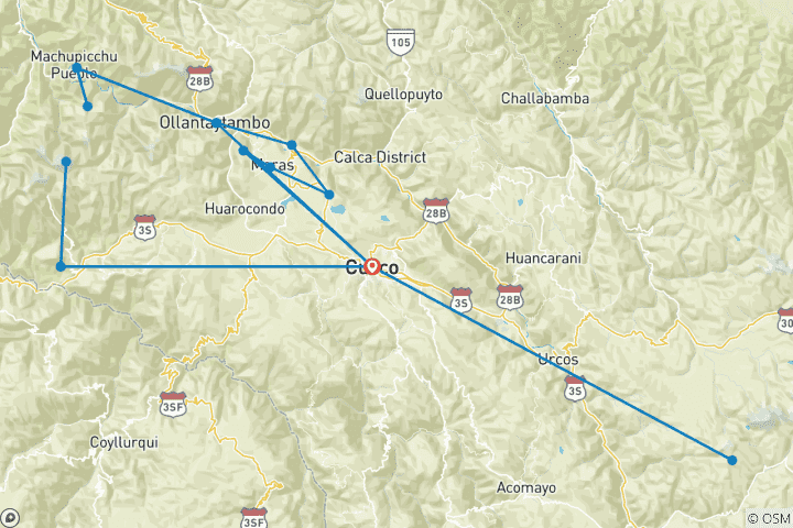 Carte du circuit Essentiel Cusco "Les joyaux des Andes" - 6 jours