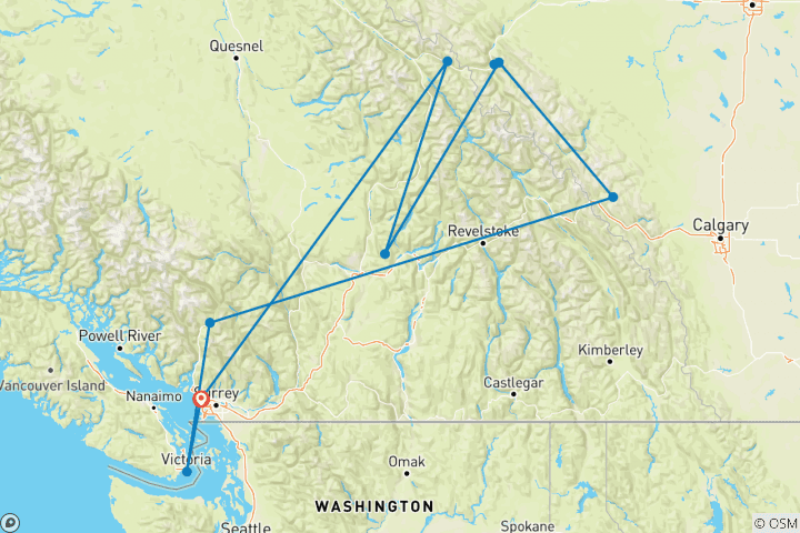 Map of Majesty of the Rockies NoCruise base Summer 2020