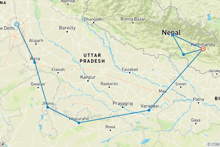 Karte von Bilder von Indien & Nepal