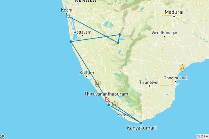 Map of Spice Lands of Kerala