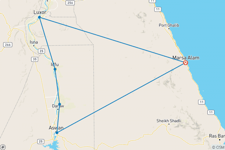 Carte du circuit Depuis Marsa Alam : 4 jours et 3 nuits de croisière sur le Nil d'Assouan à Louxor, y compris les visites touristiques