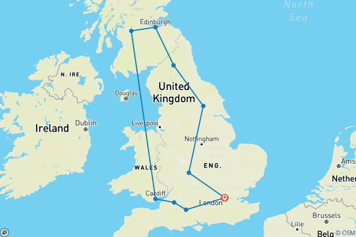 Map of Best of Britain (Small Groups, 11 Days)