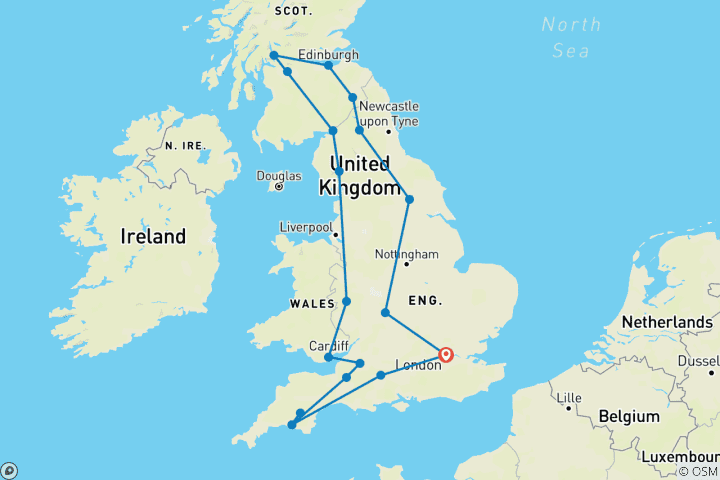 Map of Best of Britain (Small Groups, Summer, 9 Days)