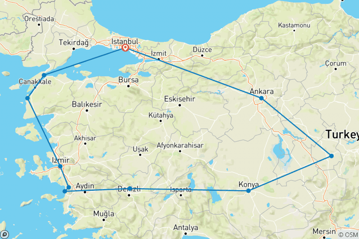 Kaart van Wonderen van Turkije (Klassiek, Winter, Basis, 11 Dagen)