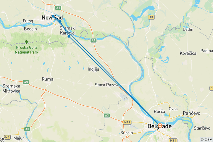 Map of Belgrade city break - 4 days / 3 nights