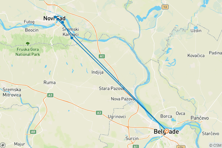 Map of Belgrade city break - 4 days / 3 nights