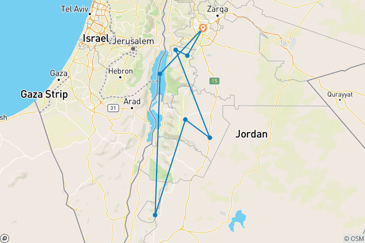 Map of Jordan Caravan Adventure 5D/4N