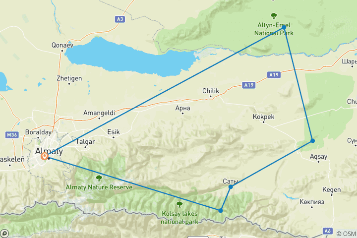 Mapa de Circuito por el Anillo de Oro de Zhetysu