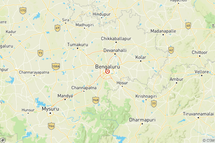 Kaart van Lepakshi&Nandi Hills dagRondreis door vanuit Bangalore