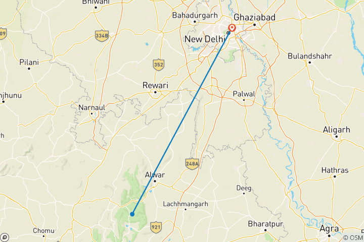 Mapa de De Delhi al Parque Nacional de Sariska: Una emocionante excursión por la naturaleza
