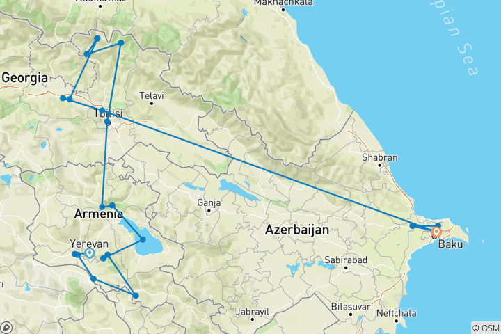 Map of Caucasus Explorer - Armenia, Georgia and Azerbaijan