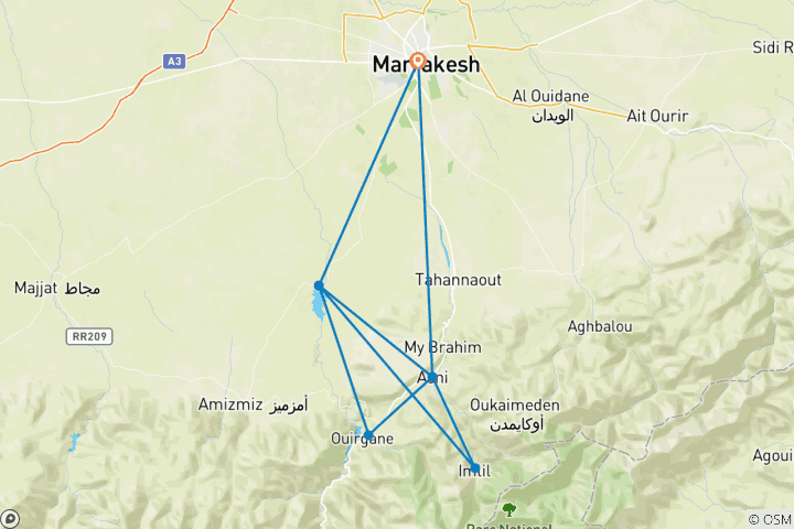 Karte von Atlasgebirge - Quad, Paragliding und Mountainbike