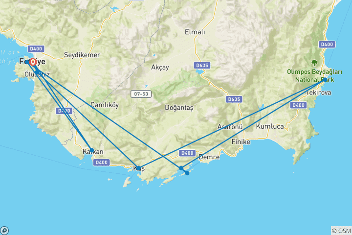 Mapa de Azul turquesa - Fethiye / Kekova / Fethiye