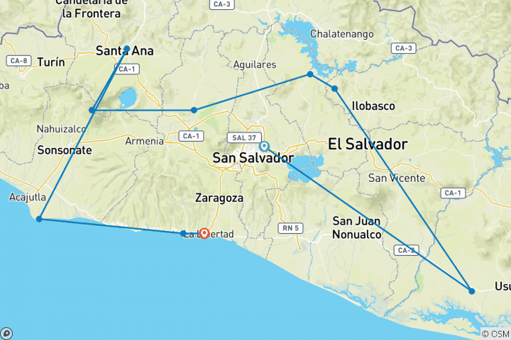 Map of Highlights of El Salvador