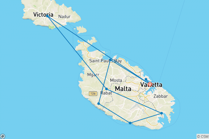 Map of Malta at Freedom,6 Days Tour