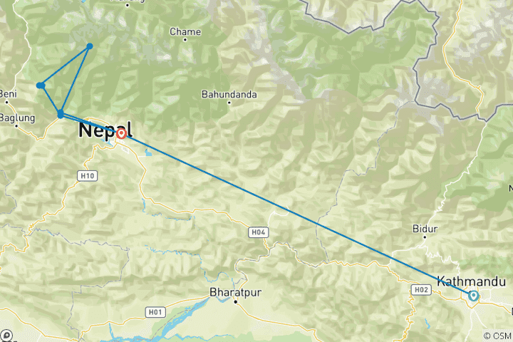 Mapa de Excursionismo a Poonhill