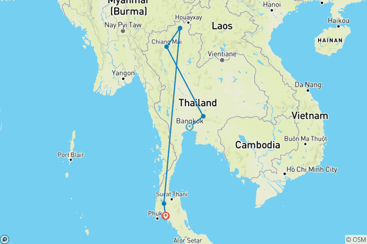 Map of Thailand Nature Odyssey 12 Days