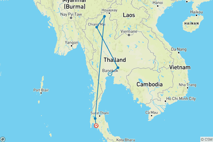 Karte von Thailand Natur Odyssee - 12 Tage