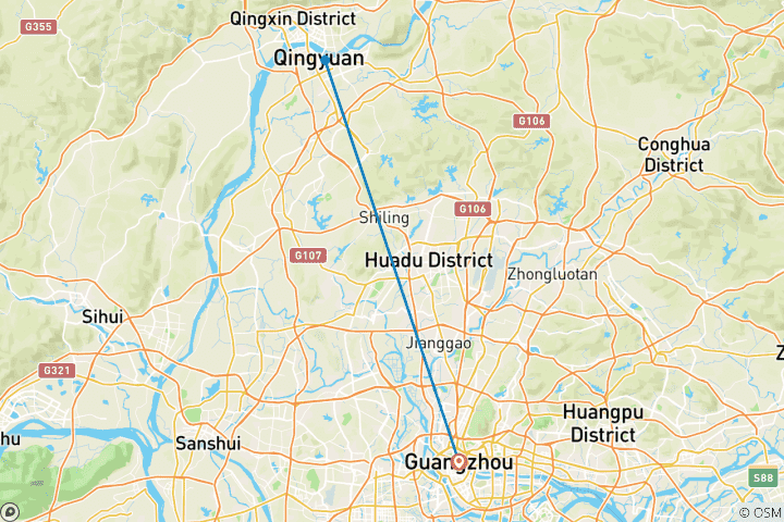 Carte du circuit Visite privée de 3 jours du canyon de Gulong, du corridor des pics et du mont Danxia depuis Guangzhou