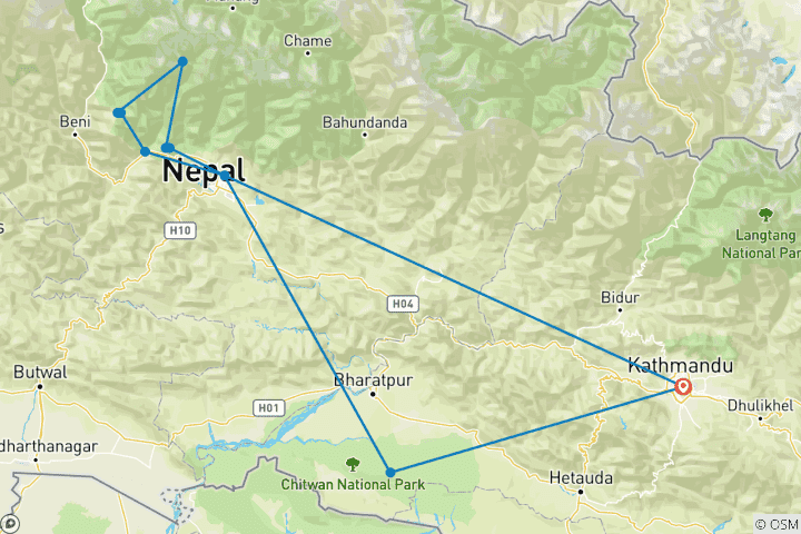 Map of Mysterious Nepal - 13 Days