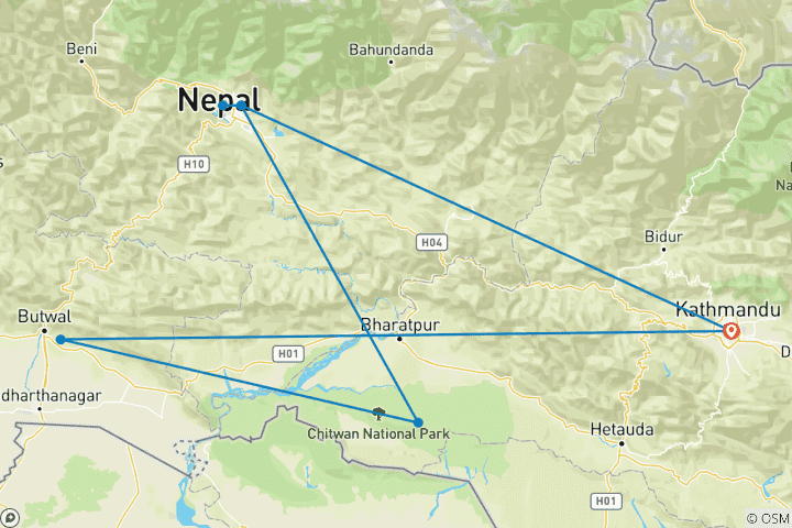 Map of Highlights Of Nepal - 11 Days